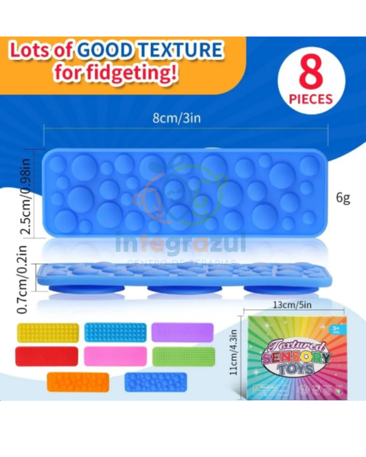 Kit sensorial 8 piezas antiestrés con ventosas y texturas – Colores surtidos
