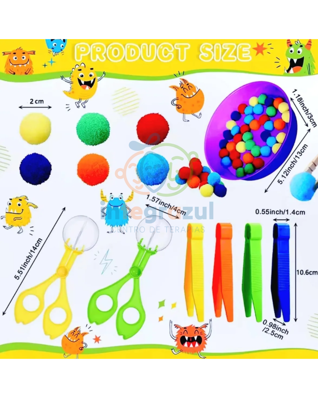 Set Montessori de Clasificación de Colores y Motricidad Fina - Pompones y Pinzas