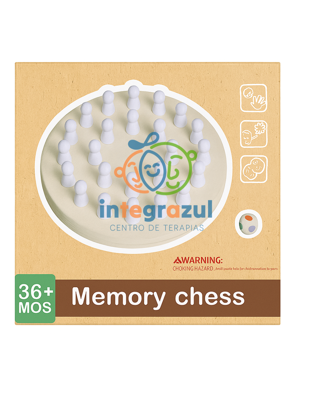 Toyfel Ajedrez De Memoria Montessori Magnus De Madera, Tablero De 18 Cm, 28 Fichas De 5 Cm, Dado Y Bolsa De Tela, Para Niños Y Adultos, Juego De Viaje