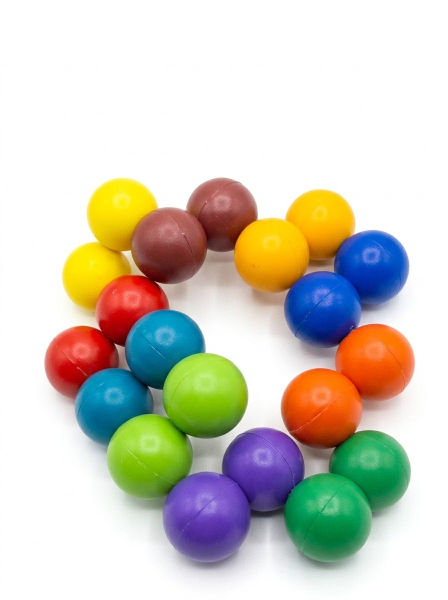Fidget de 20 bolitas flexibles de colores arcoíris