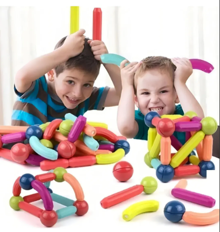 Set de Construcción Magnética 3D – Barras, Curvas y Esferas