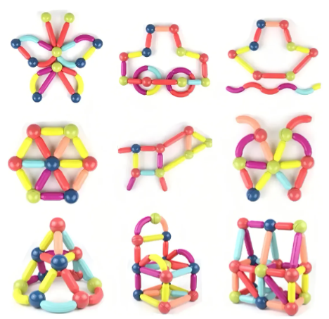 Set de Construcción Magnética 3D – Barras, Curvas y Esferas