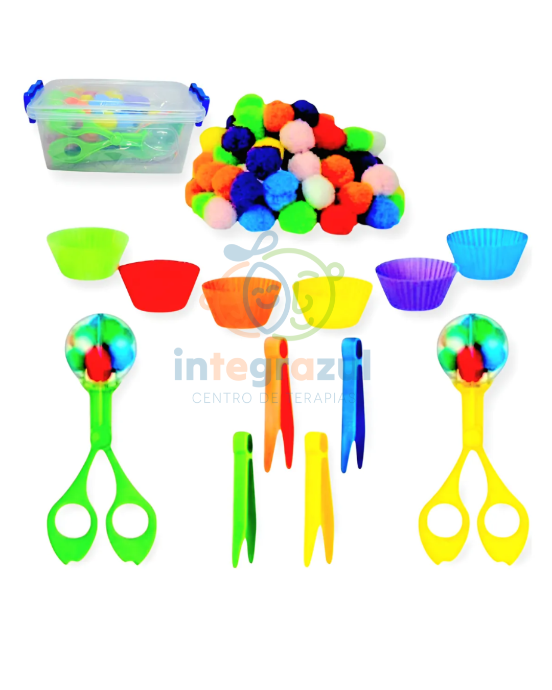 Set Montessori de Clasificación de Colores y Motricidad Fina - Pompones y Pinzas