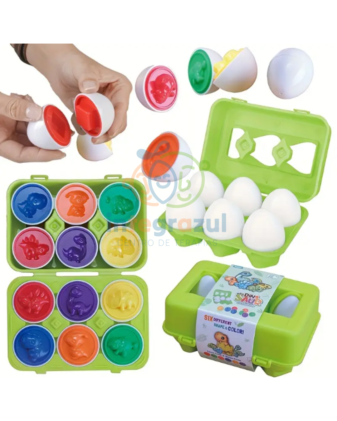 Huevos de dinosaurios – juego de encaje y clasificación (set)