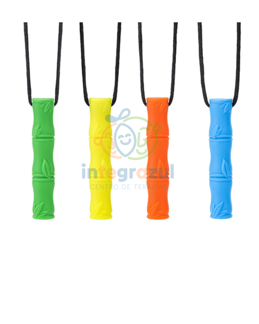 Mordedor bambú – collar sensorial de silicona