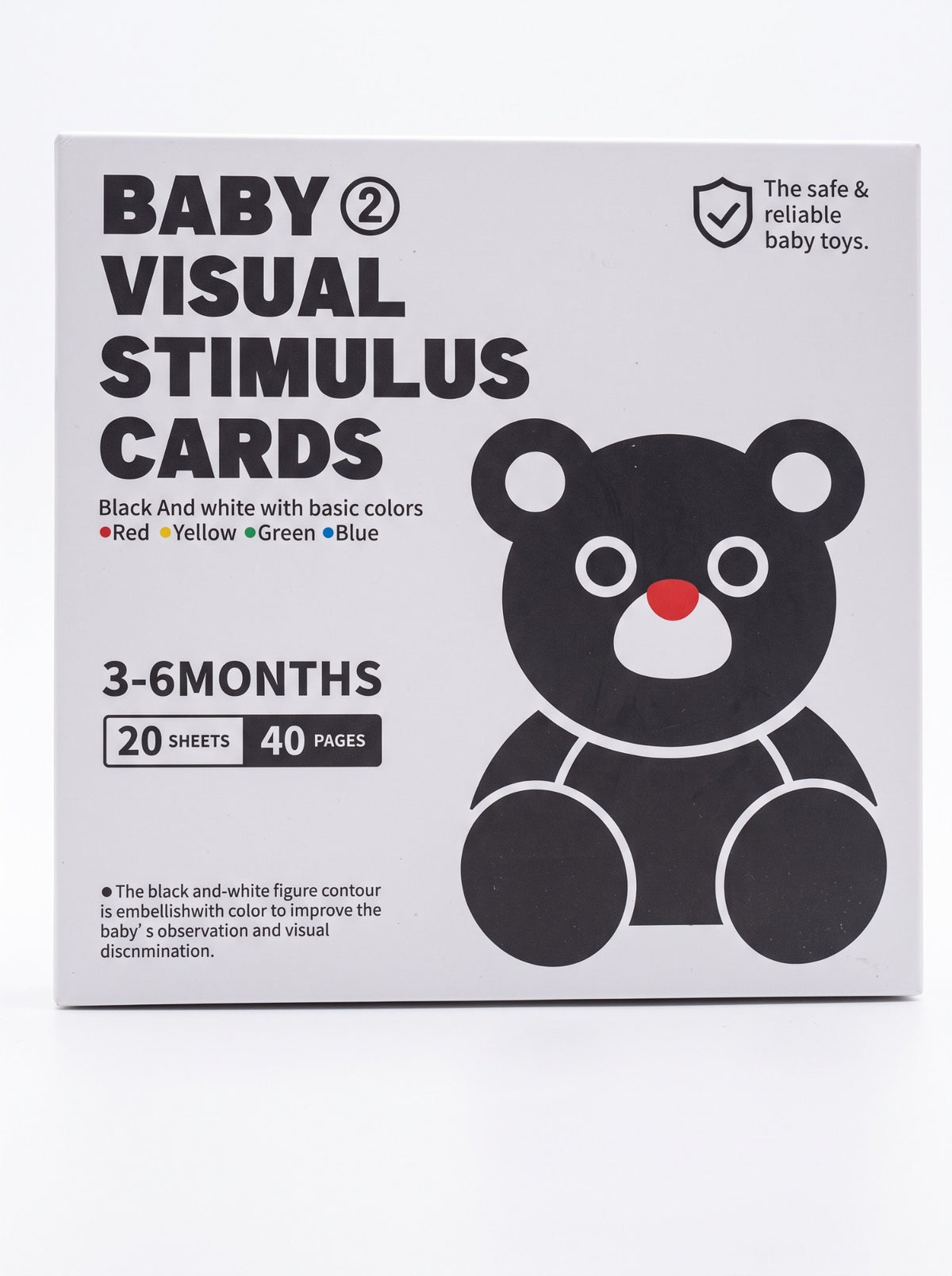 Baby Visual Stimulus Cards 3 a 6 meses blanco y negro con colores