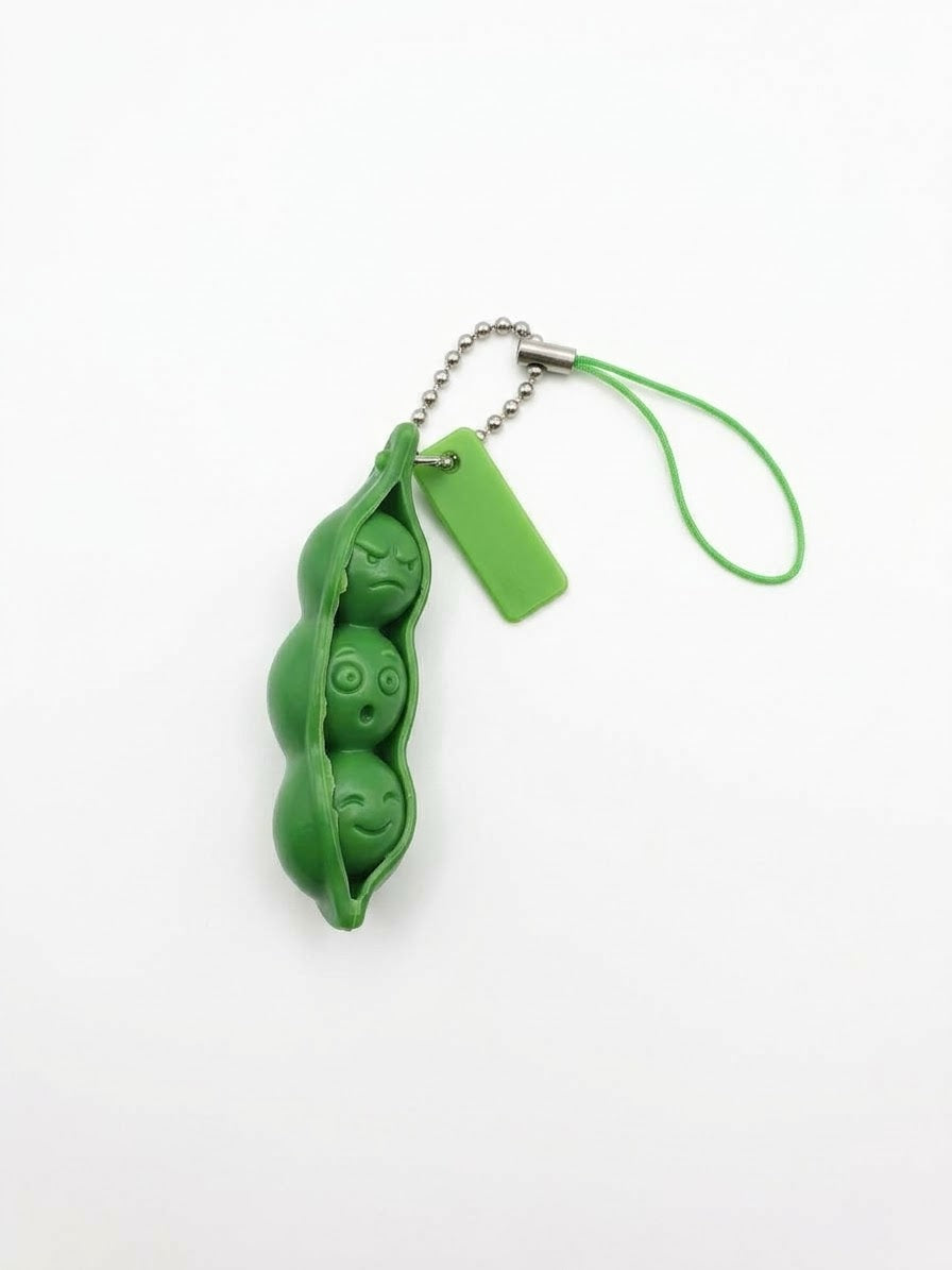 Llavero edamame abierto con caritas de emociones