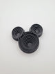 Fidget de anillos concéntricos negro con forma de cabeza de ratón