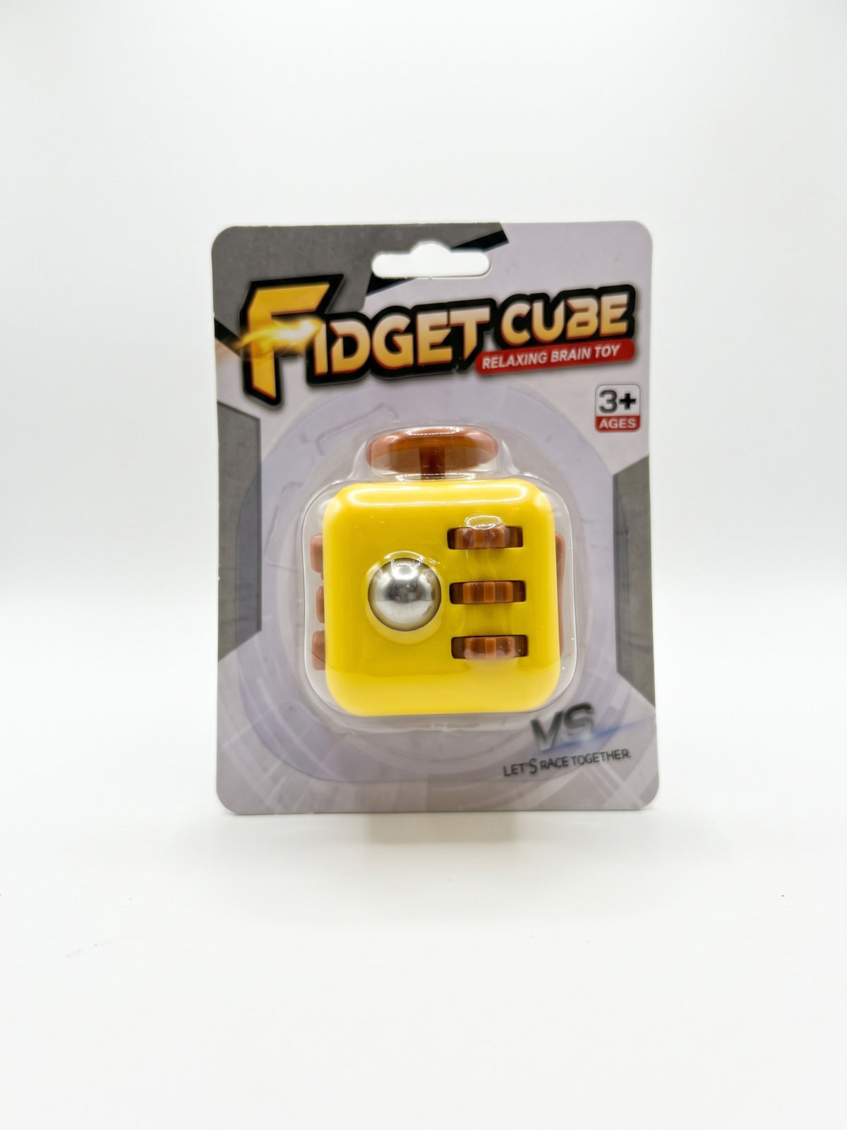 Fidget Cube amarillo en su blister