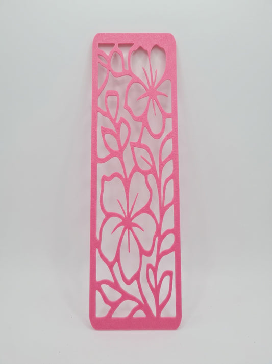 Marcapáginas calado 3D rosado con diseño de flores