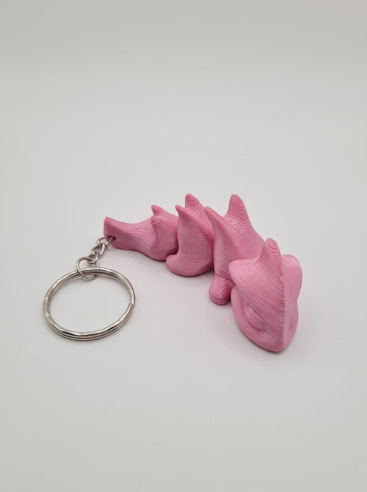 Mini dragón articulado 3D rosado, llavero