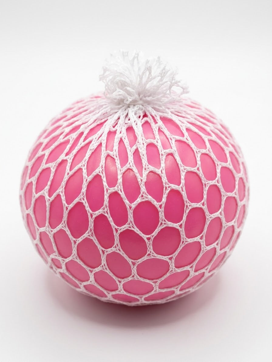 Pelota squishy de malla rosada con masa firme