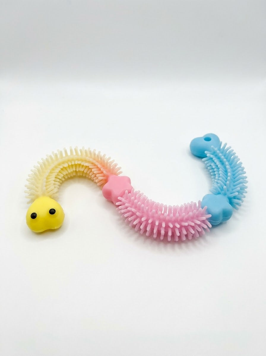 Pulsera sensorial de goma gusanito colores pastel