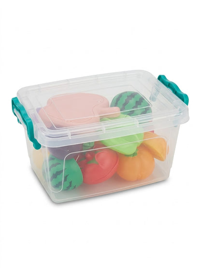 Set de cocina con frutas y verduras de velcro en contenedor