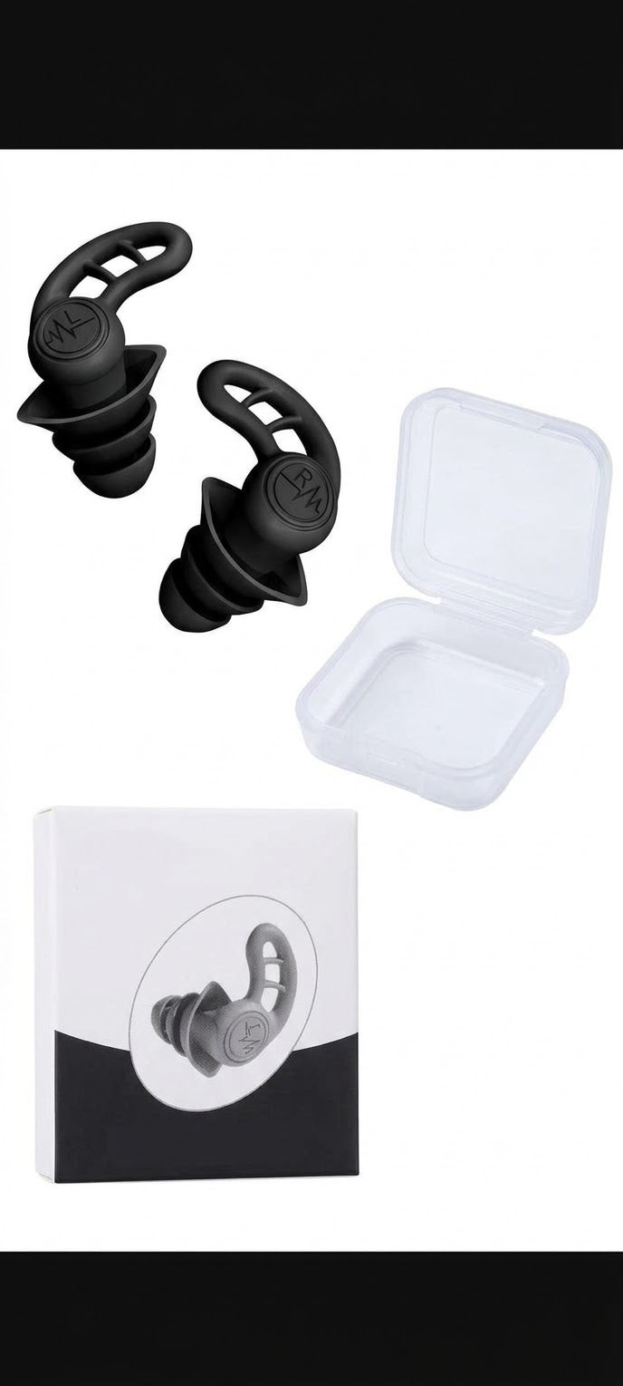 Tapones de silicona 3 capas negro con estuche